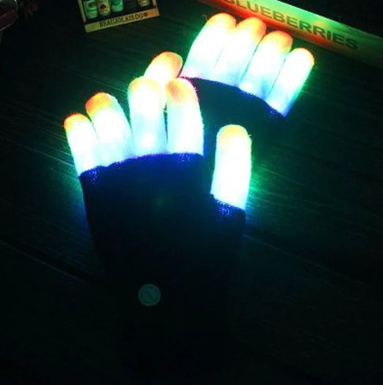 Dance Gloves LED Light-Up Fingertips Flashing & Steady Modes