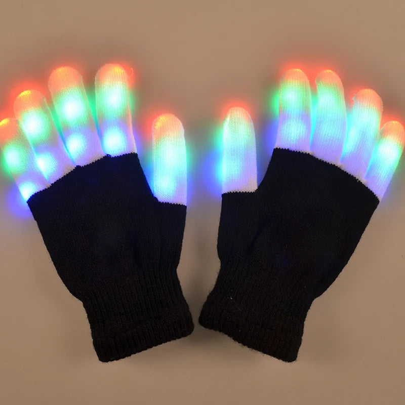 Dance Gloves LED Light-Up Fingertips Flashing & Steady Modes