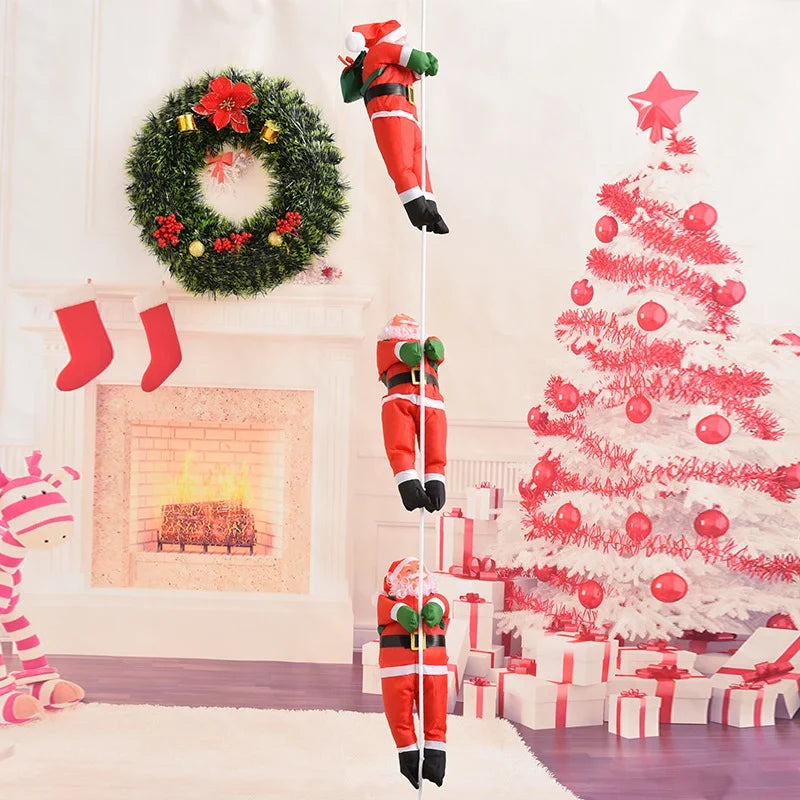 Decorative Figurine Set Embroidered Santas Ladder 16 Inch