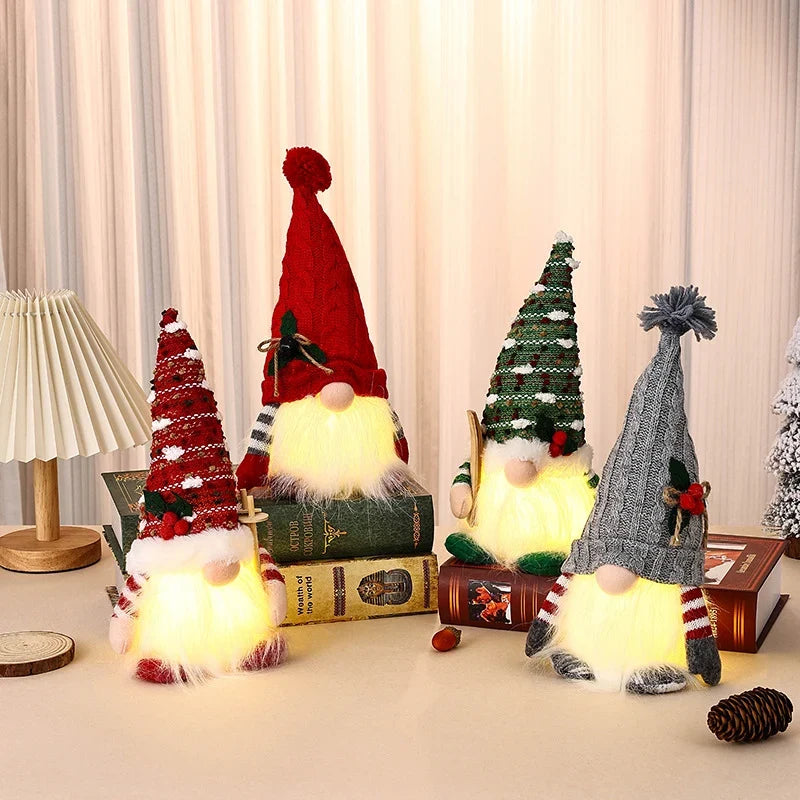 Decorative Gnome Lamp Knitted Hat Warm White LED Plug-In