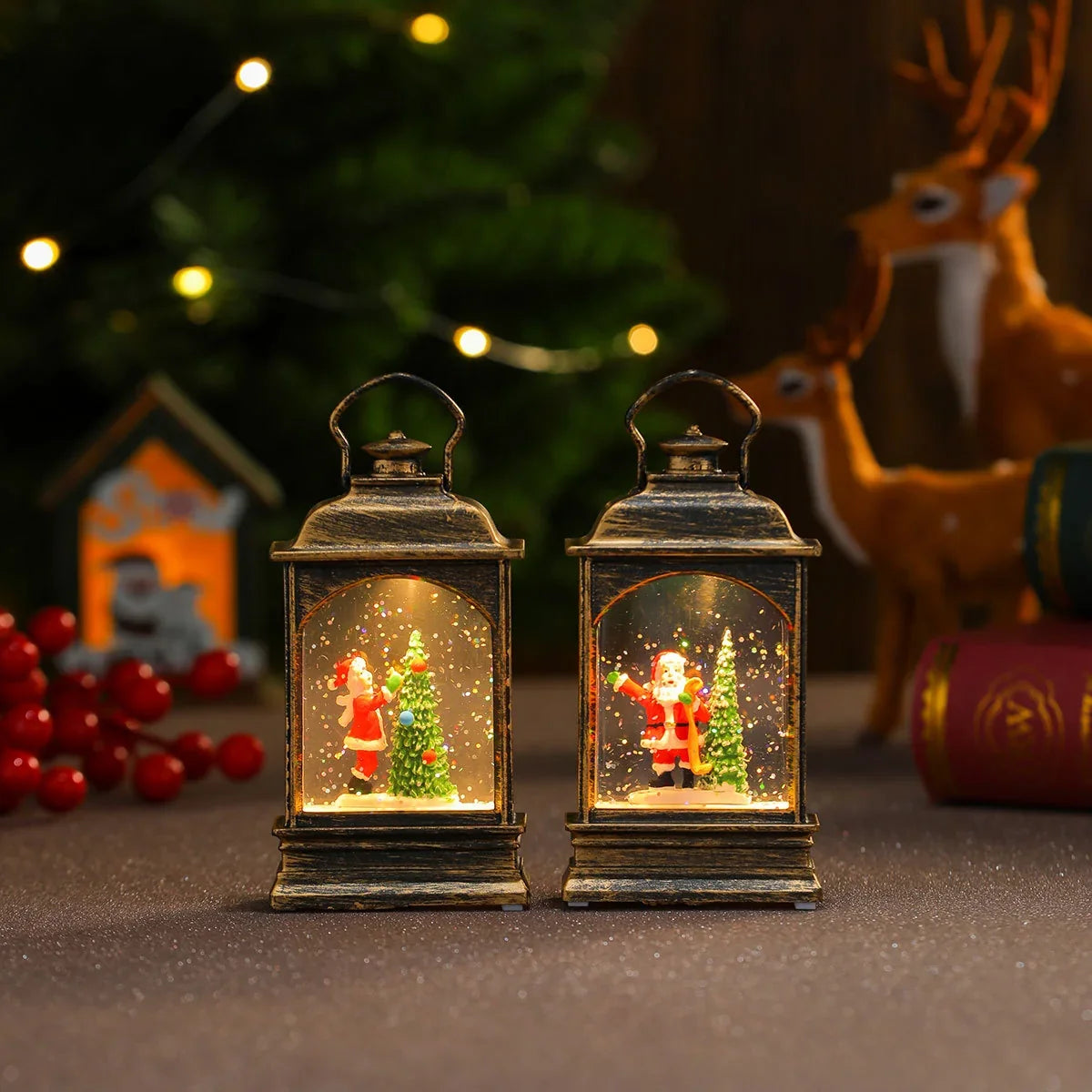 Decorative LED Lantern Snowman & Tree Energy-Efficient LEDs
