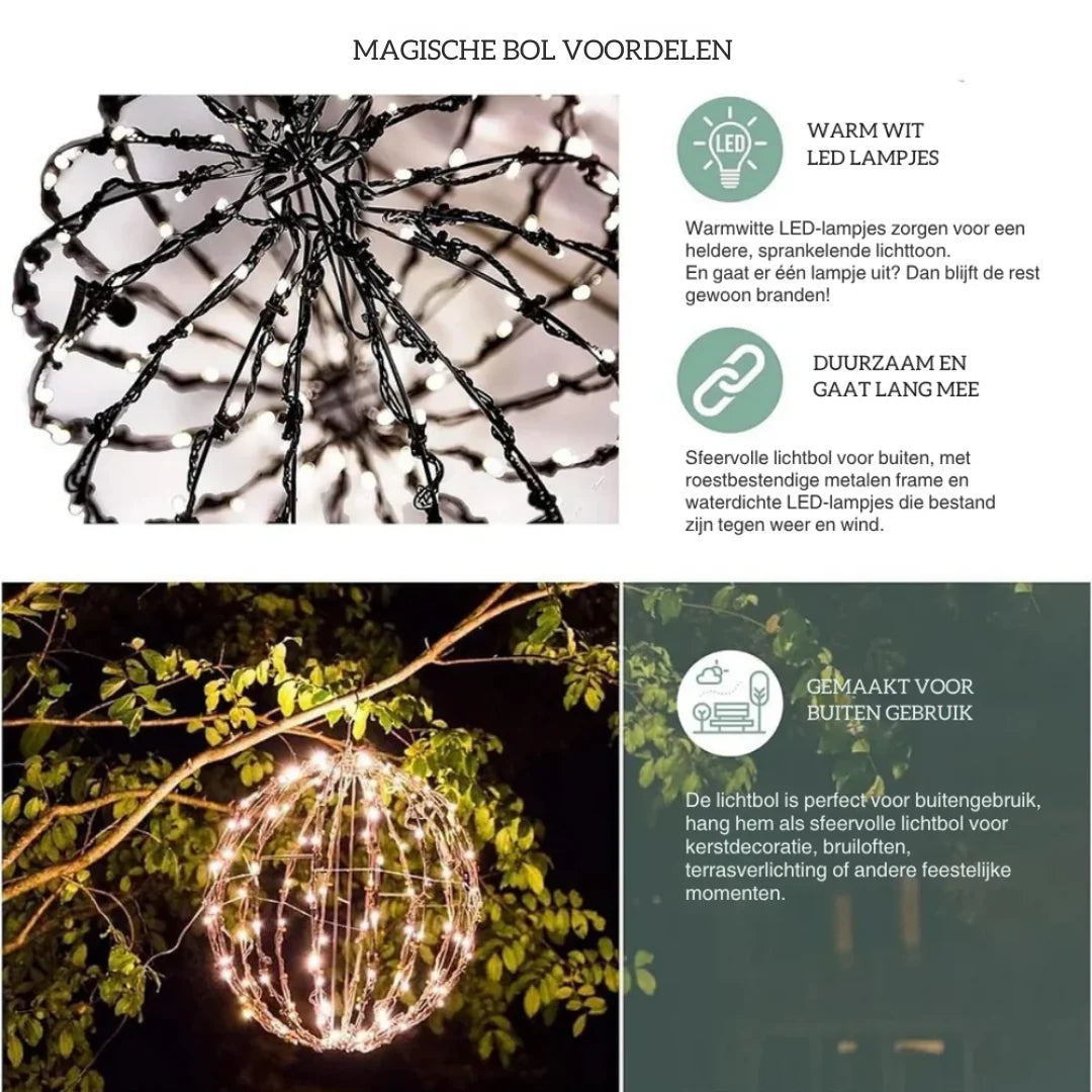 Decorative LED Sphere Battery-Powered Foldable Weather-Resistant