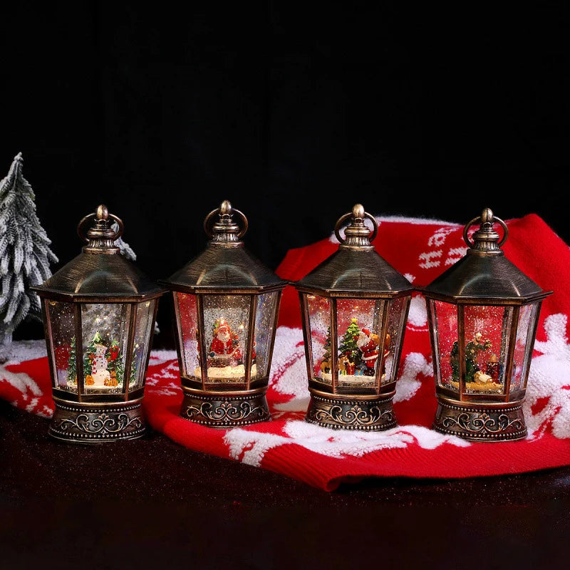 Decorative Lantern Gold Christmas Motifs Warm LED Indoor & Outdoor