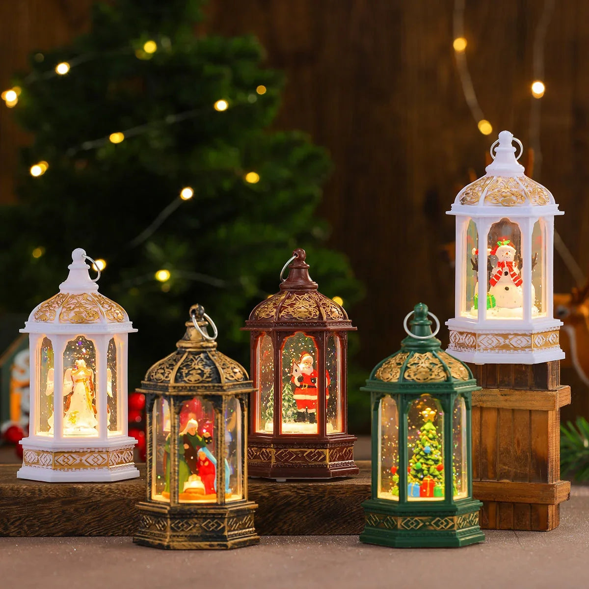Decorative Lantern Holiday Figurine Warm LED Battery Operated