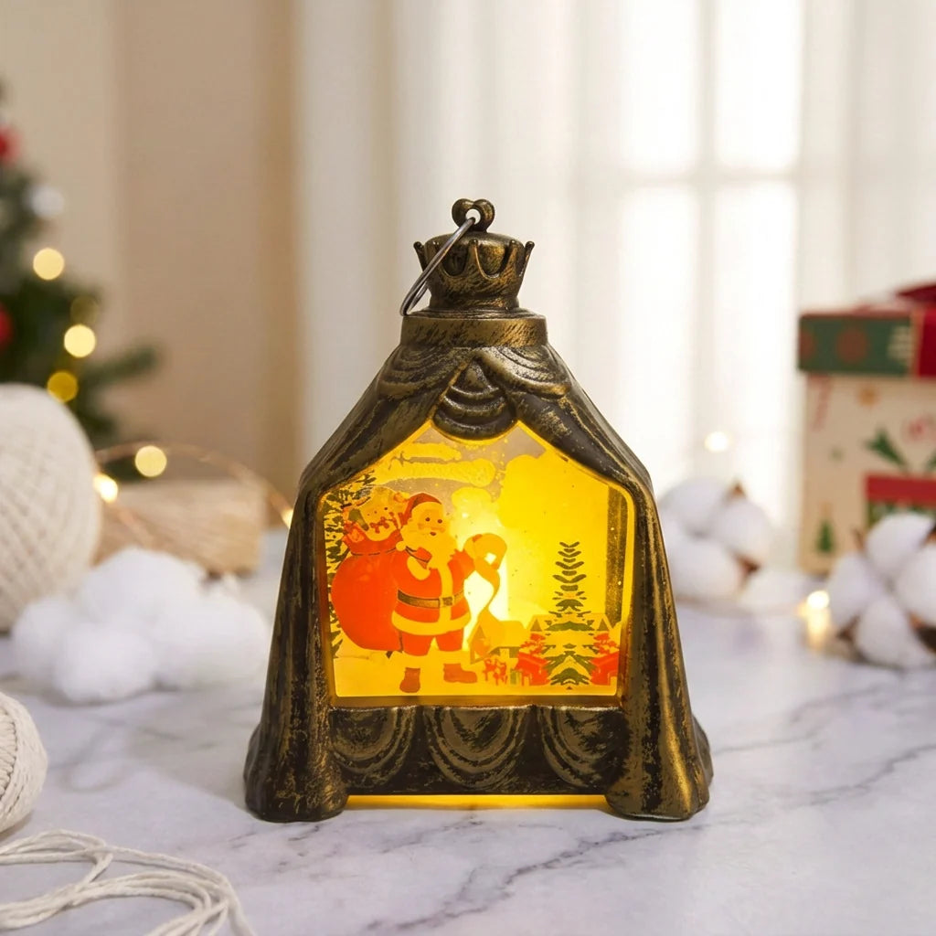 Decorative Lantern Snowman Scene Soft Warm Glow