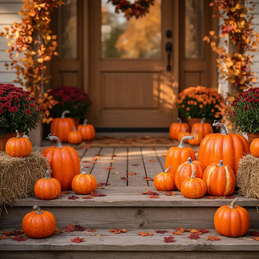 Decorative Pumpkins Realistic Moulded Texture Stackable & Reusable