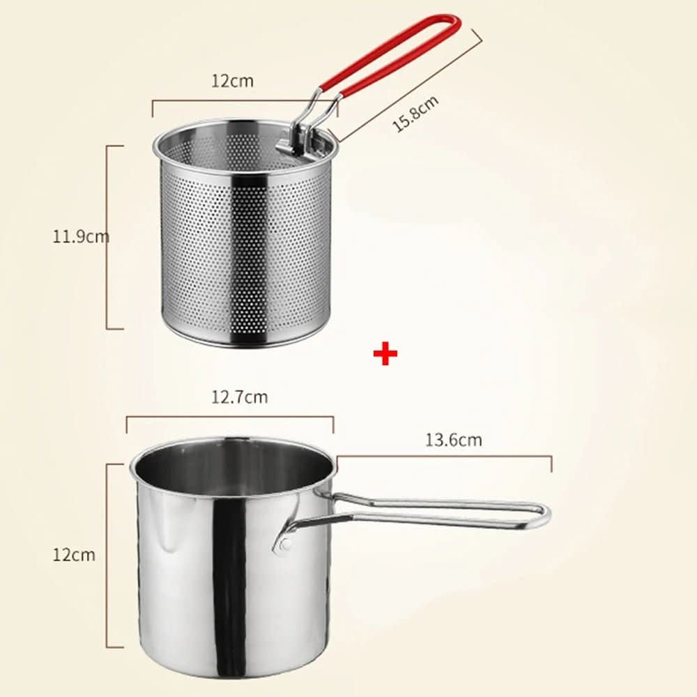 Deep Fryer Pot Stainless Steel Oil-Saving Design 1.2L Capacity