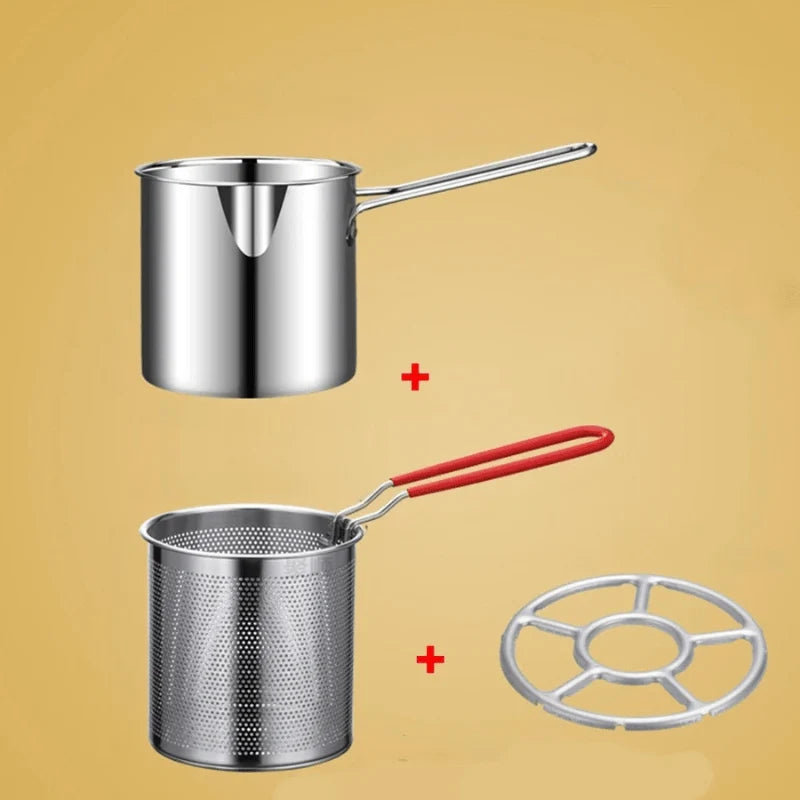 Deep Fryer Pot Stainless Steel Oil-Saving Design 1.2L Capacity