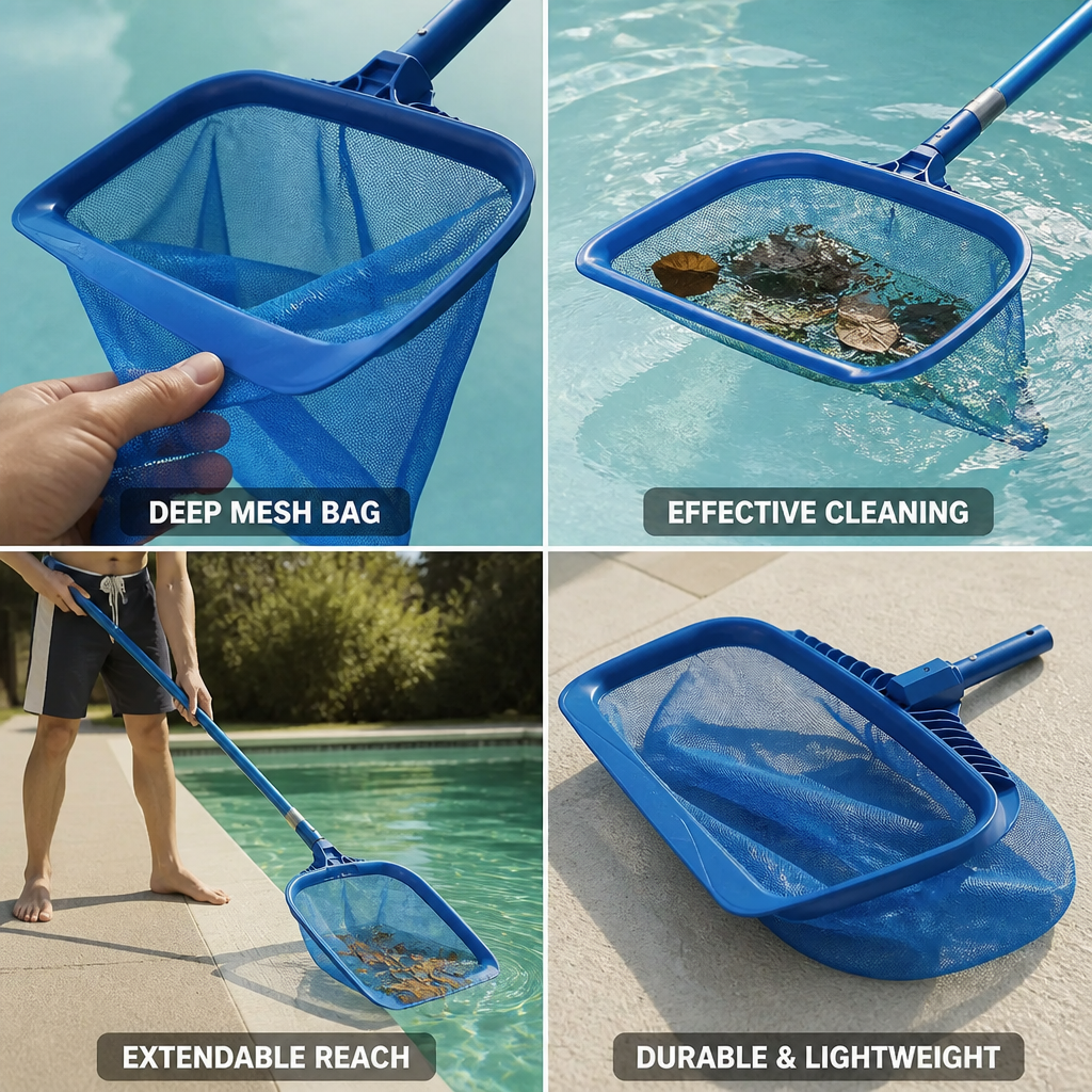 Deep Mesh Durable & Lightweight Pool Skimmer Net (Expansion Bar Compatible)
