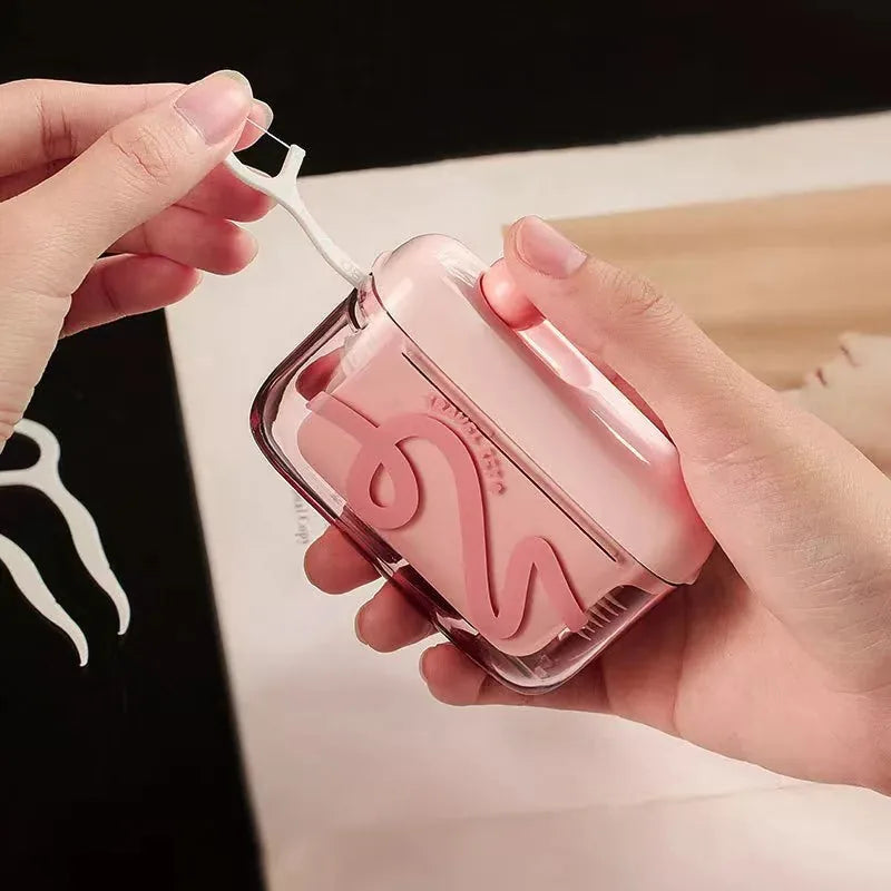 Dental Floss Pick Case Portable Refillable 100 Picks