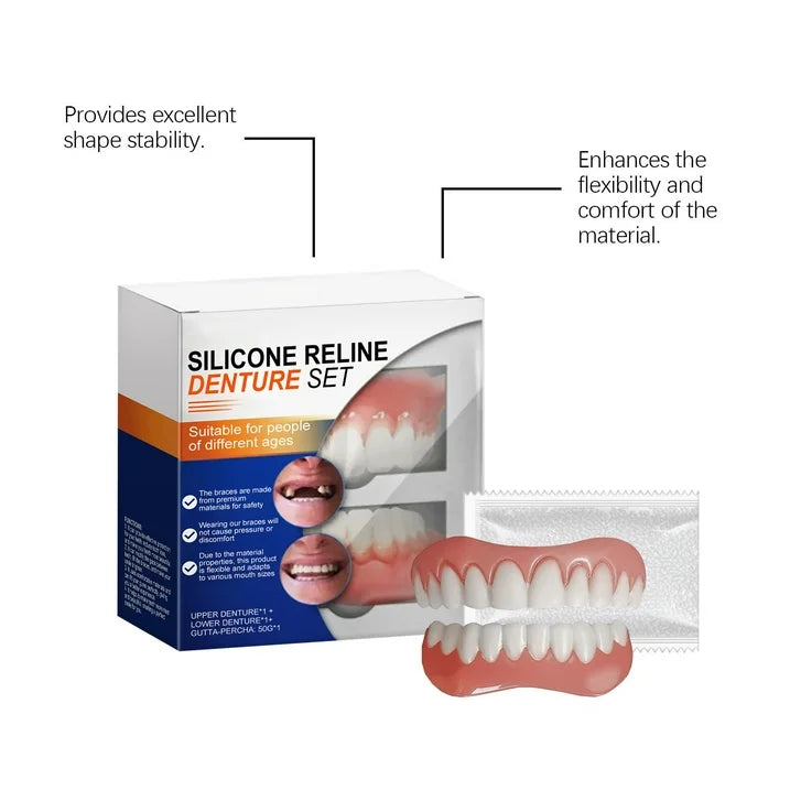 Denture Mold Kit Flexible Silicone Upper & Lower Reusable