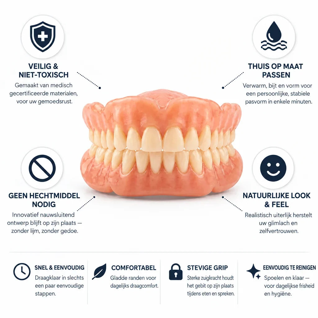 Denture Set Heat-Moldable Adhesive-Free Design