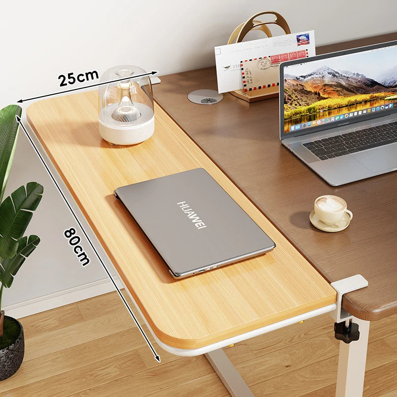 Desk Extension Shelf Bamboo Adjustable Clamp-On Design
