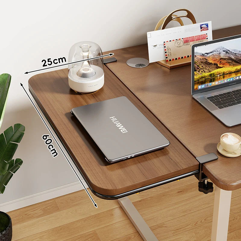 Desk Extension Shelf Bamboo Adjustable Clamp-On Design