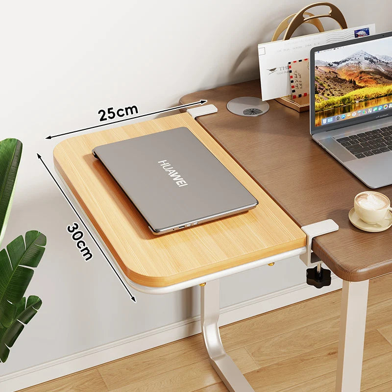 Desk Extension Shelf Bamboo Clamp-On Adjustable No-Drill Mount
