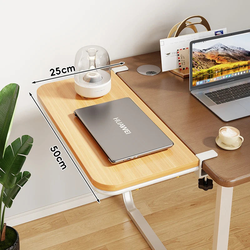 Desk Extension Shelf Bamboo Clamp-On Adjustable No-Drill Mount