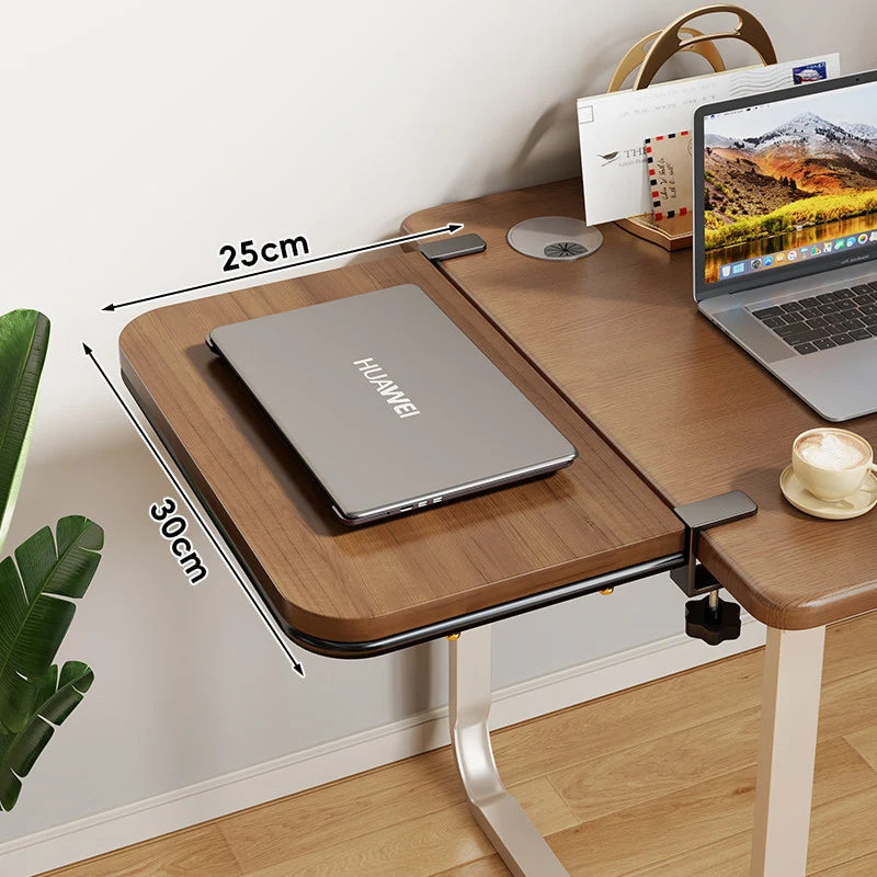 Desk Extension Shelf Bamboo Clamp-On Adjustable No-Drill Mount