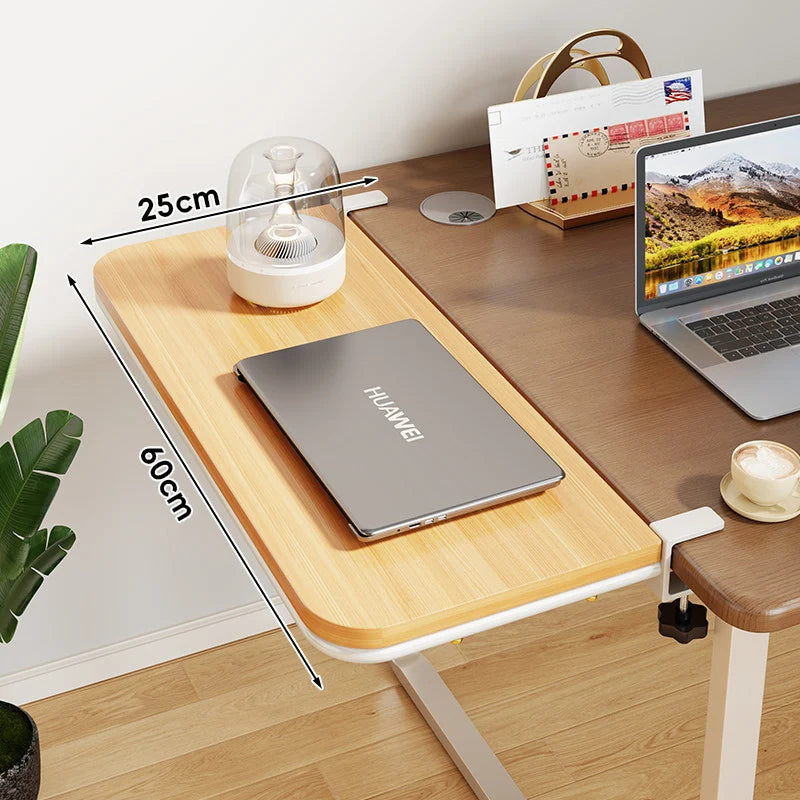 Desk Extension Shelf Bamboo Clamp-On Adjustable No-Drill Mount
