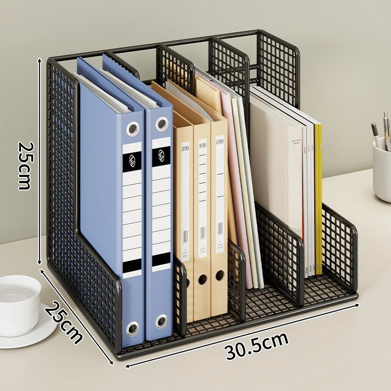 Desk File Organizer L-Shaped Metal Mesh Adjustable Dividers