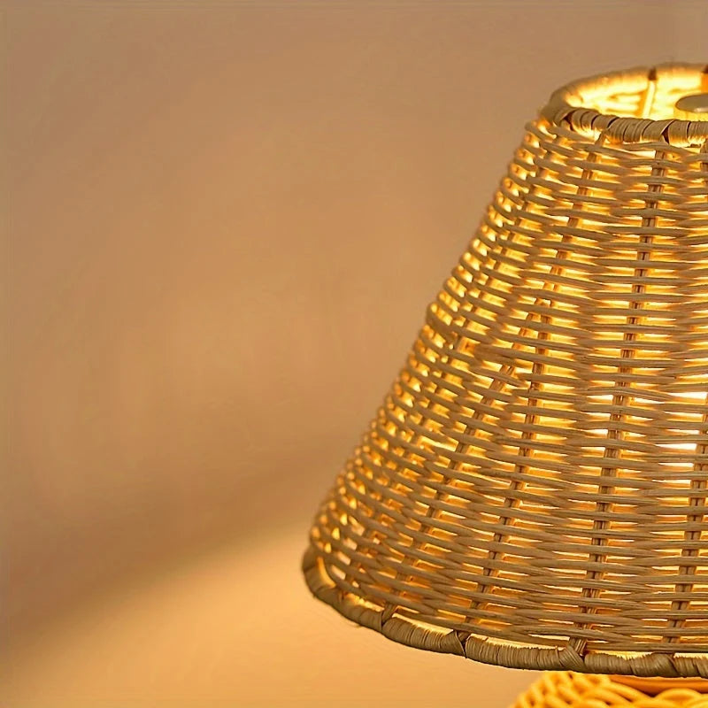 Desk Lamp Handwoven Bamboo USB Powered Shadow Patterns