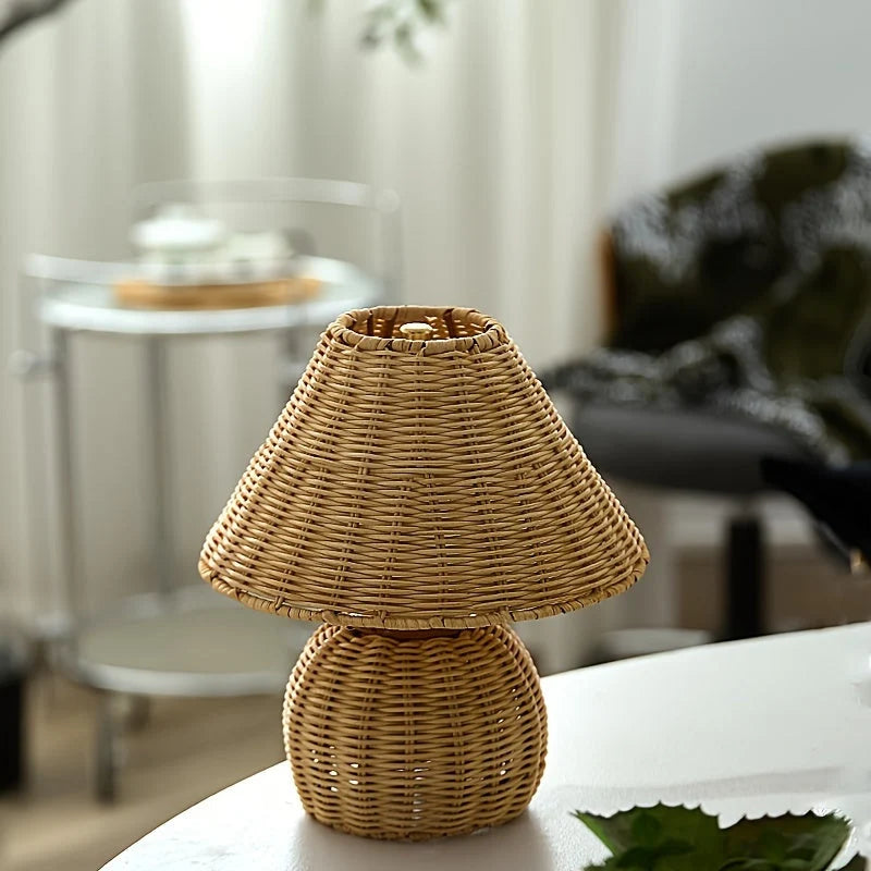 Desk Lamp Handwoven Bamboo USB Powered Shadow Patterns