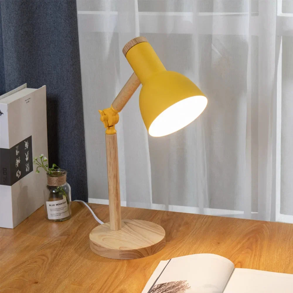 Desk Lamp Solid Wood Adjustable Joints Warm Light