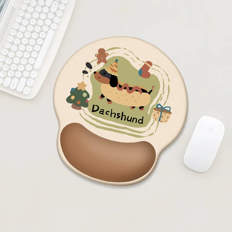 Desk Mat Dachshund Print Soft Wrist Rest Anti-Slip Base