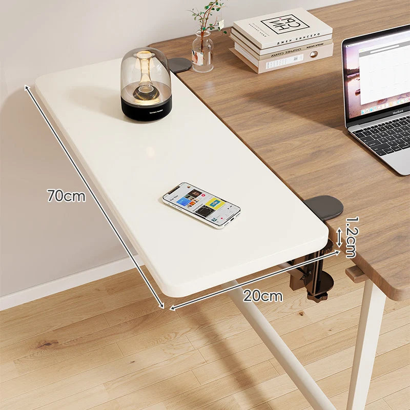 Desk Side Shelf Clamp-On Folding Wood Veneer