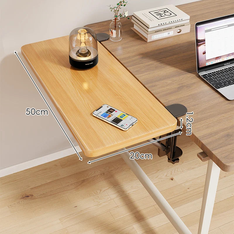 Desk Side Shelf Clamp-On Folding Wood Veneer