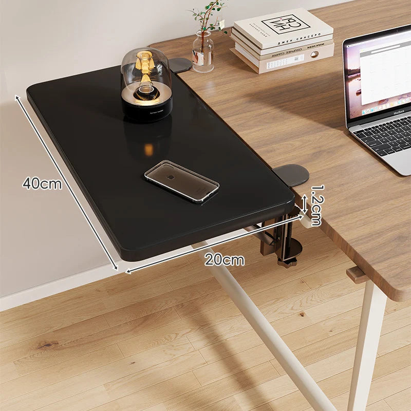 Desk Side Shelf Clamp-On Folding Wood Veneer