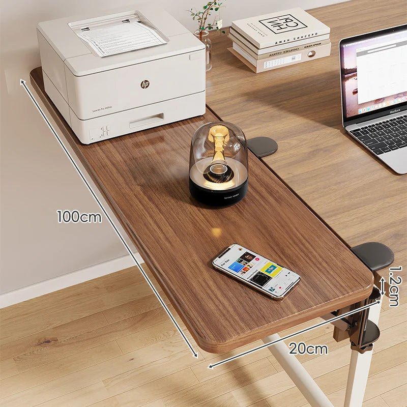 Desk Side Shelf Clamp-On Folding Wood Veneer