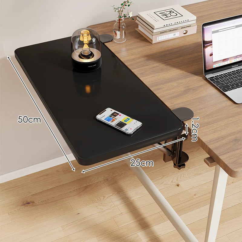 Desk Side Shelf Clamp-On Folding Wood Veneer