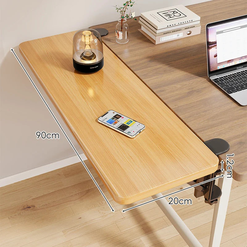 Desk Side Shelf Clamp-On Folding Wood Veneer