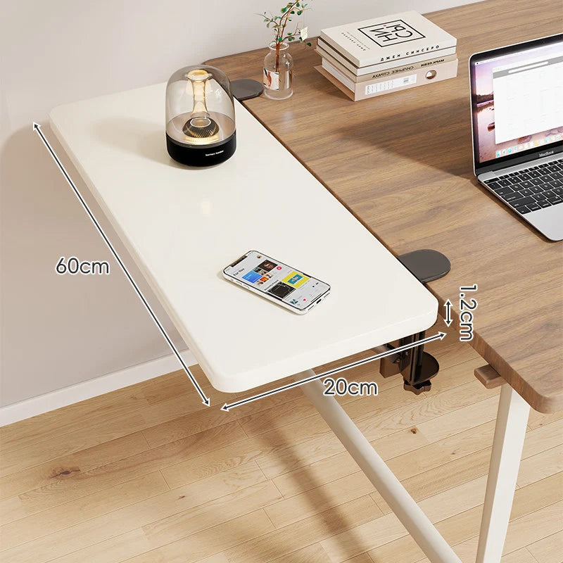 Desk Side Shelf Clamp-On Folding Wood Veneer
