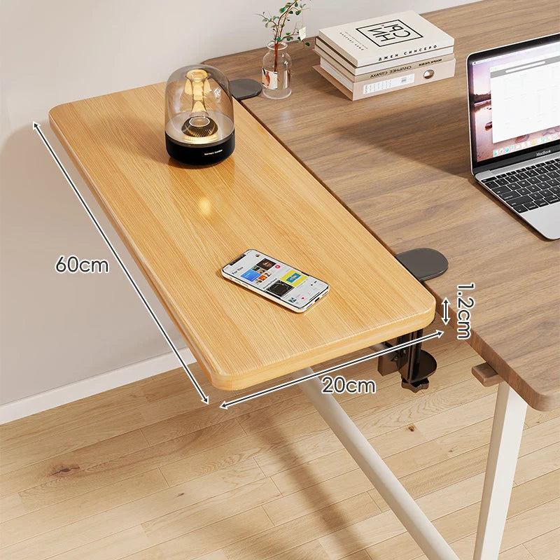 Desk Side Shelf Clamp-On Folding Wood Veneer
