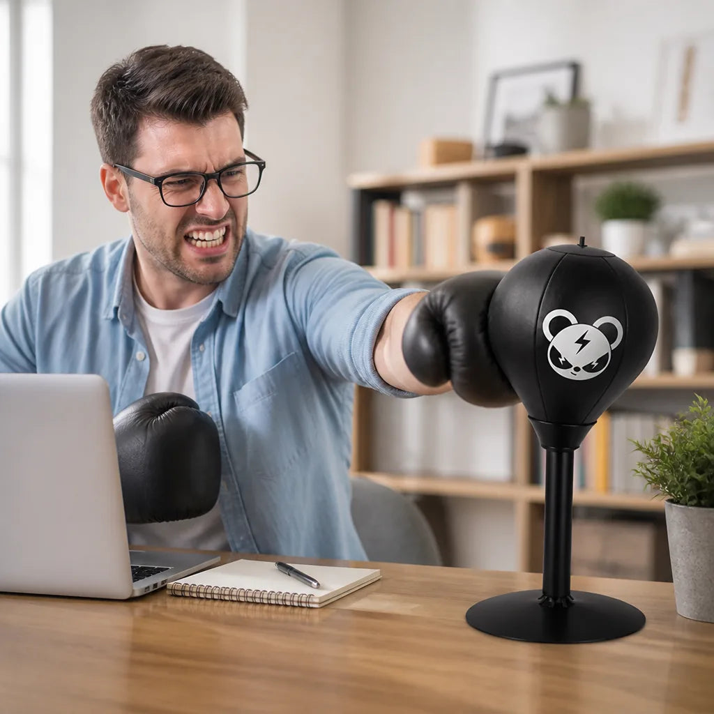 Desktop Punching Bag PU Leather Suction Base & Quick Rebound