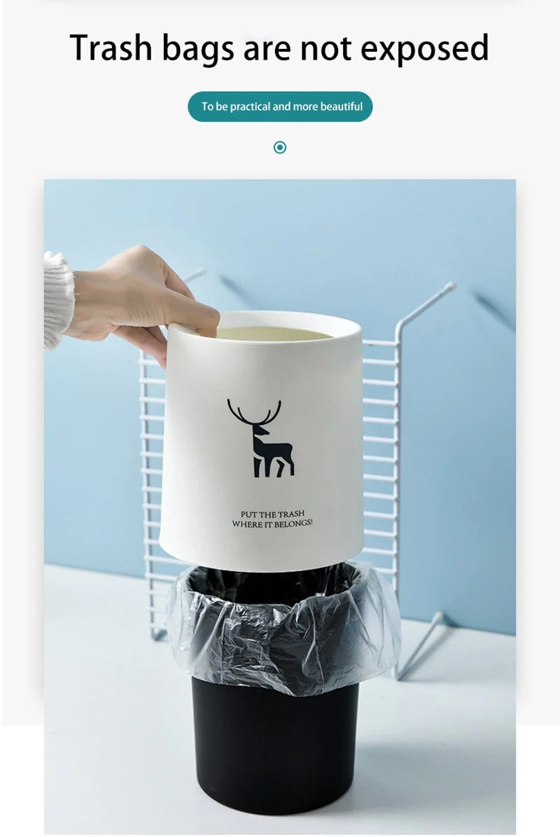 Desktop Waste Bin Double-Layer Compact Plastic