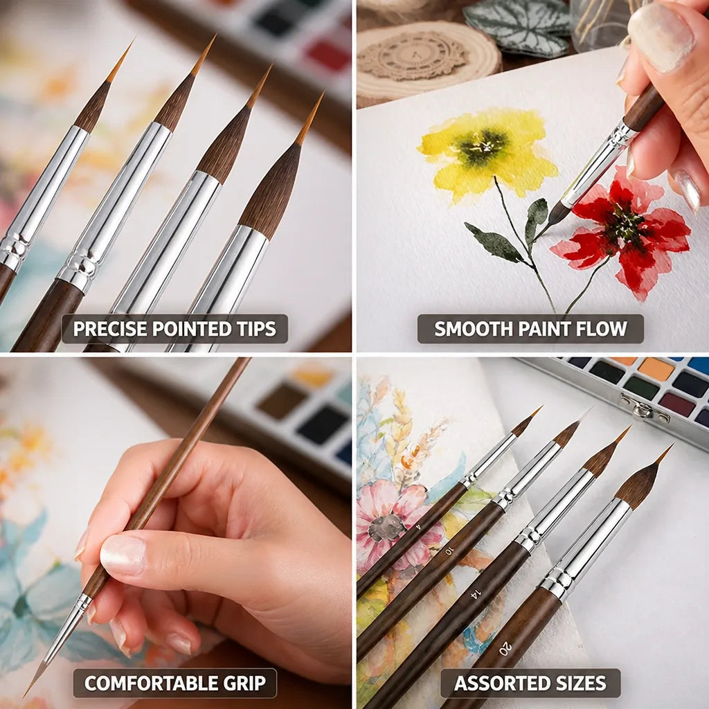 Detail Brush Set Pointed Tips & Synthetic Bristles