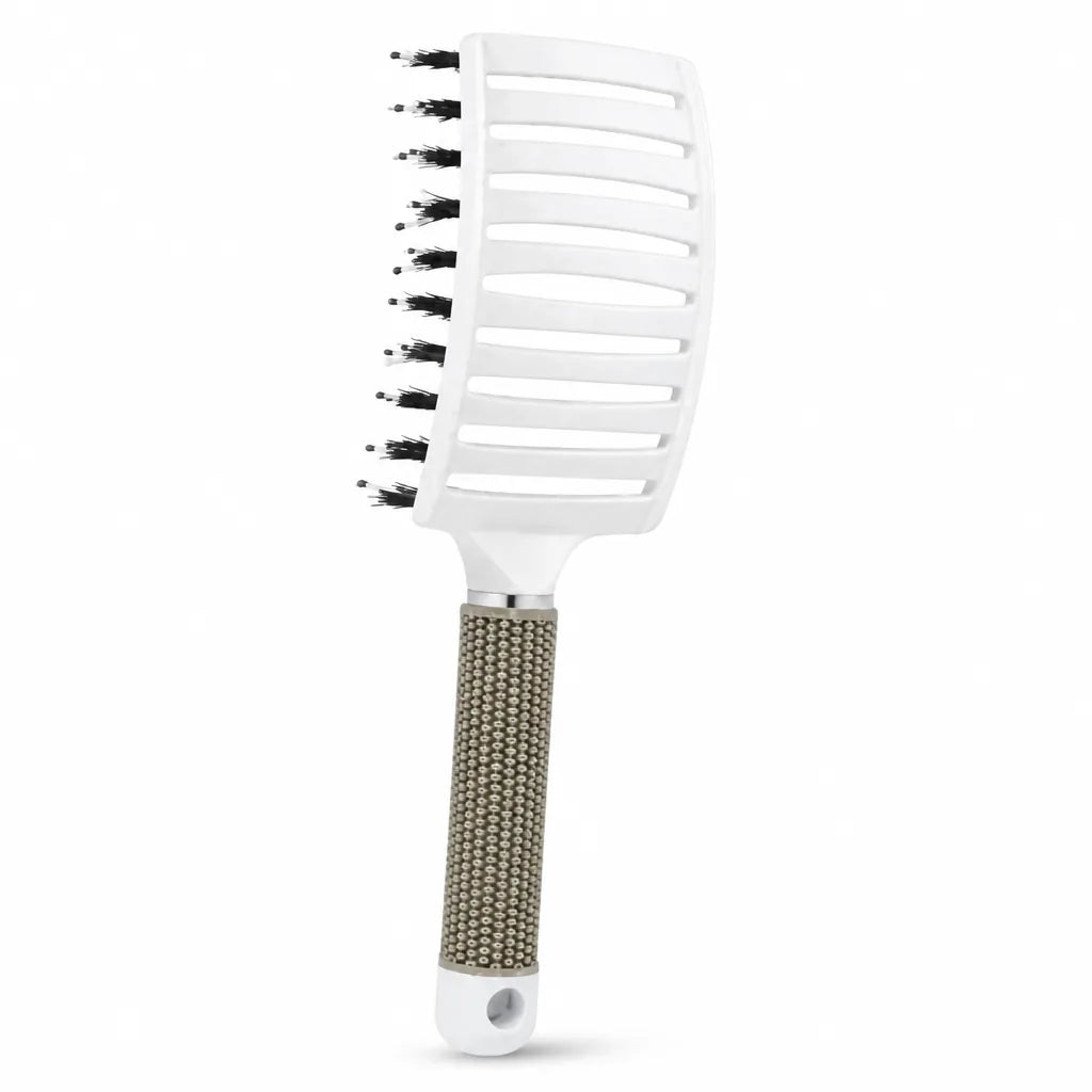 Detangling Brush Flexible Nylon & Natural Bristles Ergonomic Handle
