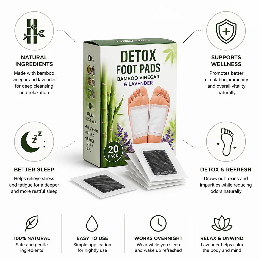 Detox Foot Pads Bamboo Vinegar & Lavender 20 Pack