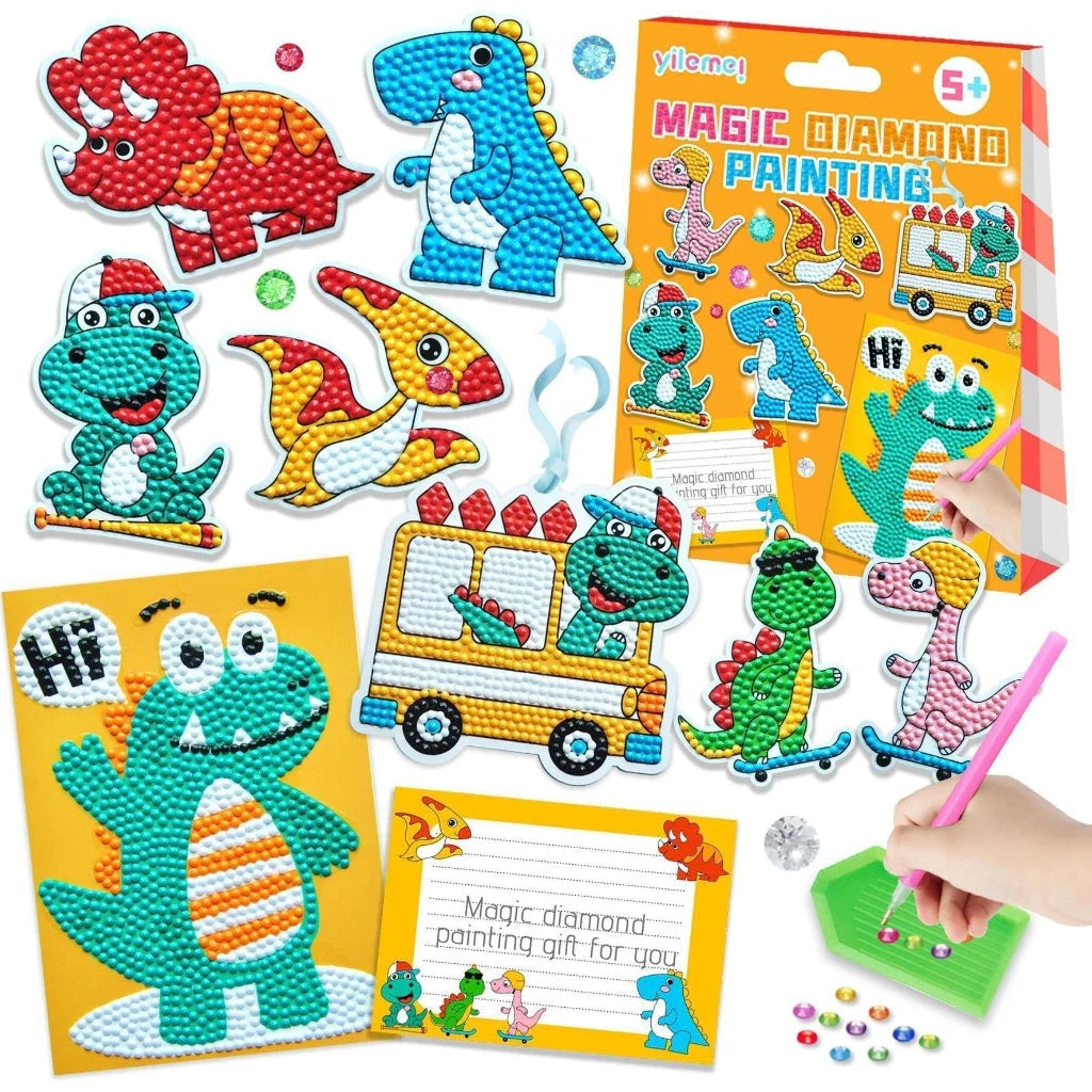 Diamond Painting Kit Unicorn & Dinosaur Numbered Canvas Set