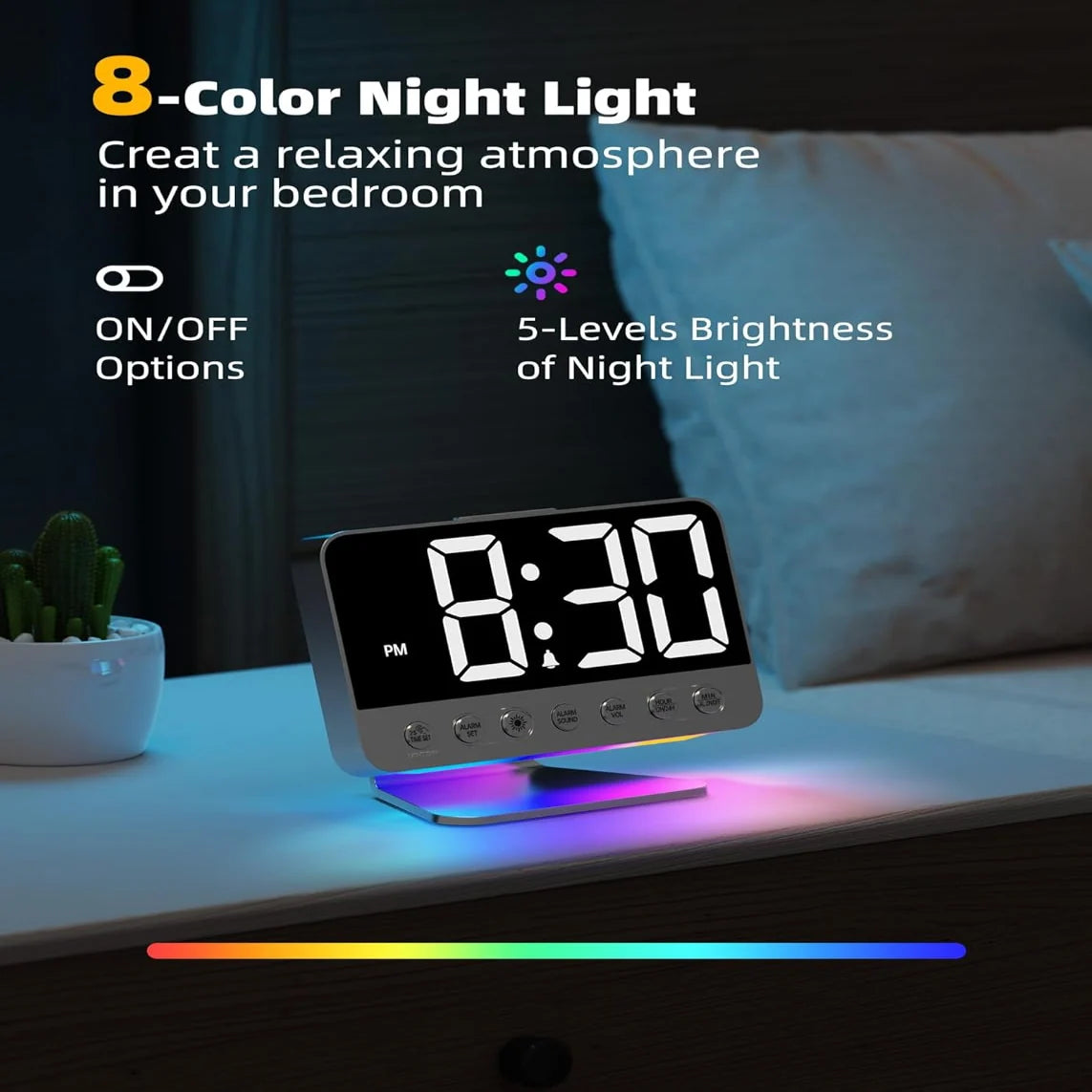 Digital Alarm Clock 2-Inch Battery Backup & USB Charging