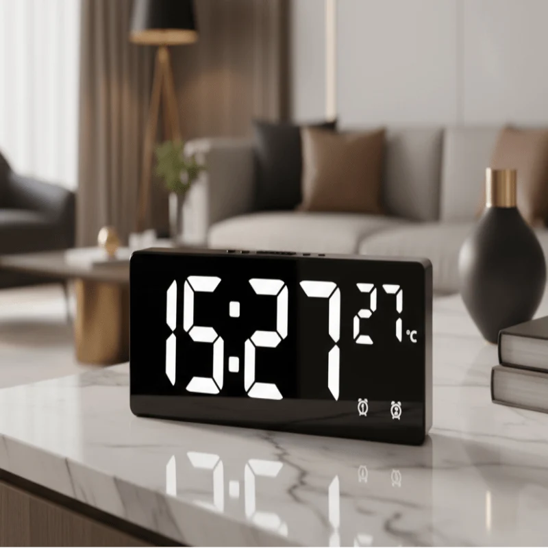 Digital Alarm Clock Voice-Activated Dual Alarms Adjustable Brightness