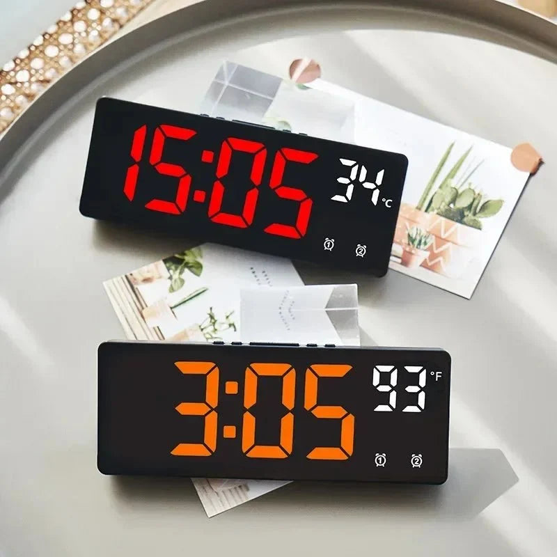 Digital Alarm Clock Voice-Activated Dual Alarms Adjustable Brightness