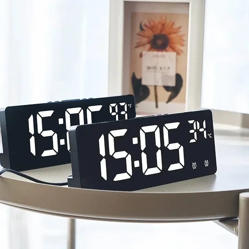 Digital Alarm Clock Voice-Activated Dual Alarms Adjustable Brightness