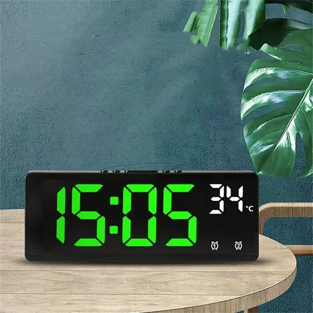 Digital Alarm Clock Voice-Activated Dual Alarms Adjustable Brightness