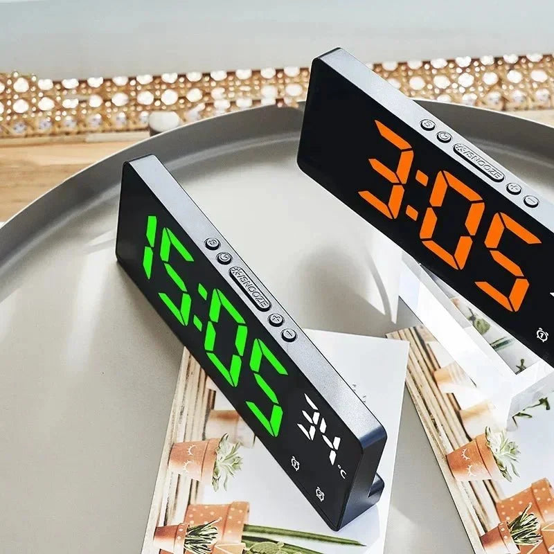 Digital Alarm Clock Voice-Activated Dual Alarms Adjustable Brightness