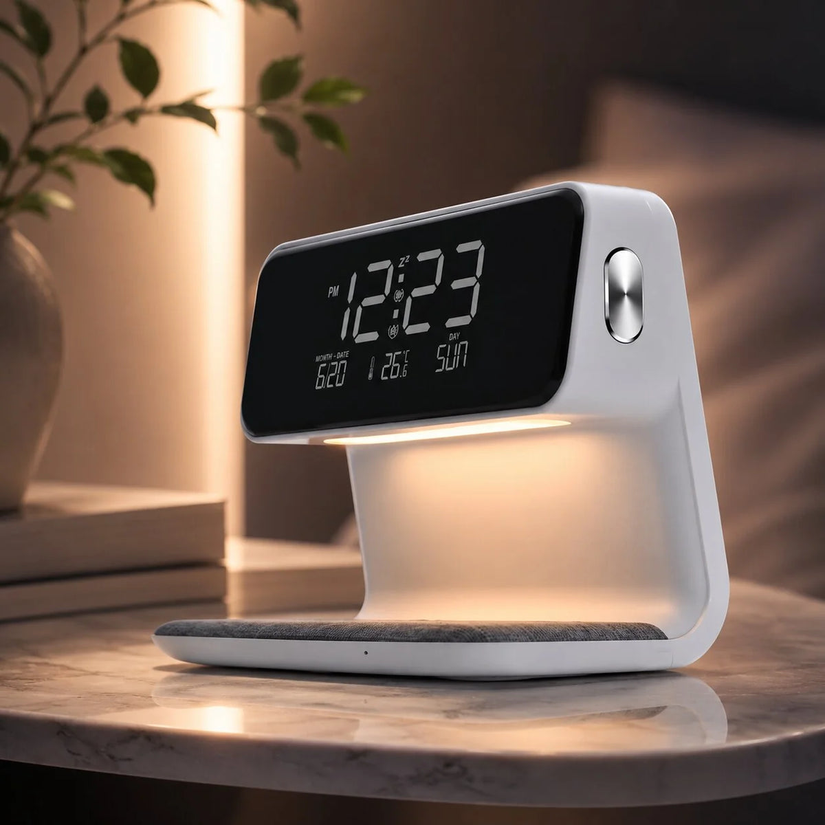 Digital Alarm Clock Wireless Charging Touch-Dimmable LED Light LCD Display