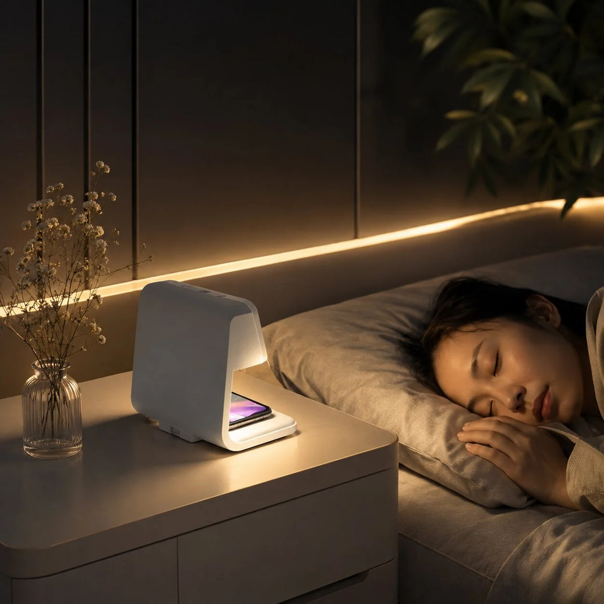 Digital Alarm Clock Wireless Charging Touch-Dimmable LED Light LCD Display