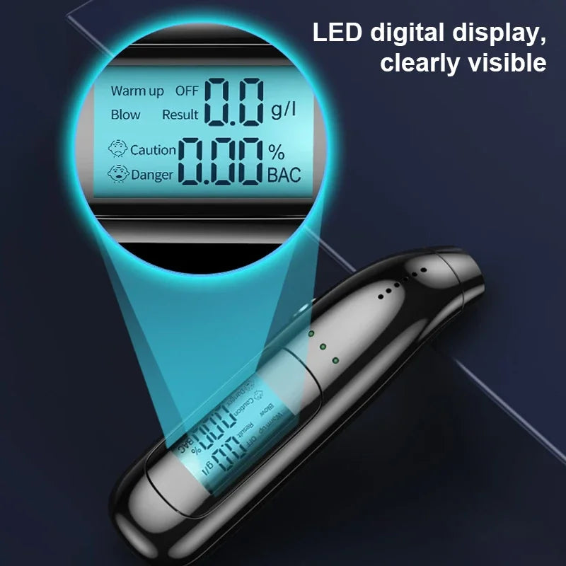 Digital Breathalyzer Touchless 2.7K Display USB Rechargeable